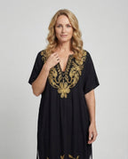 Women's Maxi Dress Kaftan Embroidered - upper body view