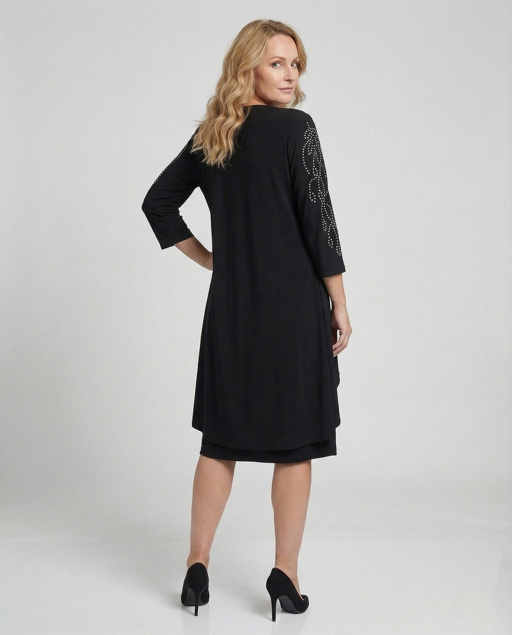 Ladies' Cocktail Dress Elegant with Rhinestones - back view