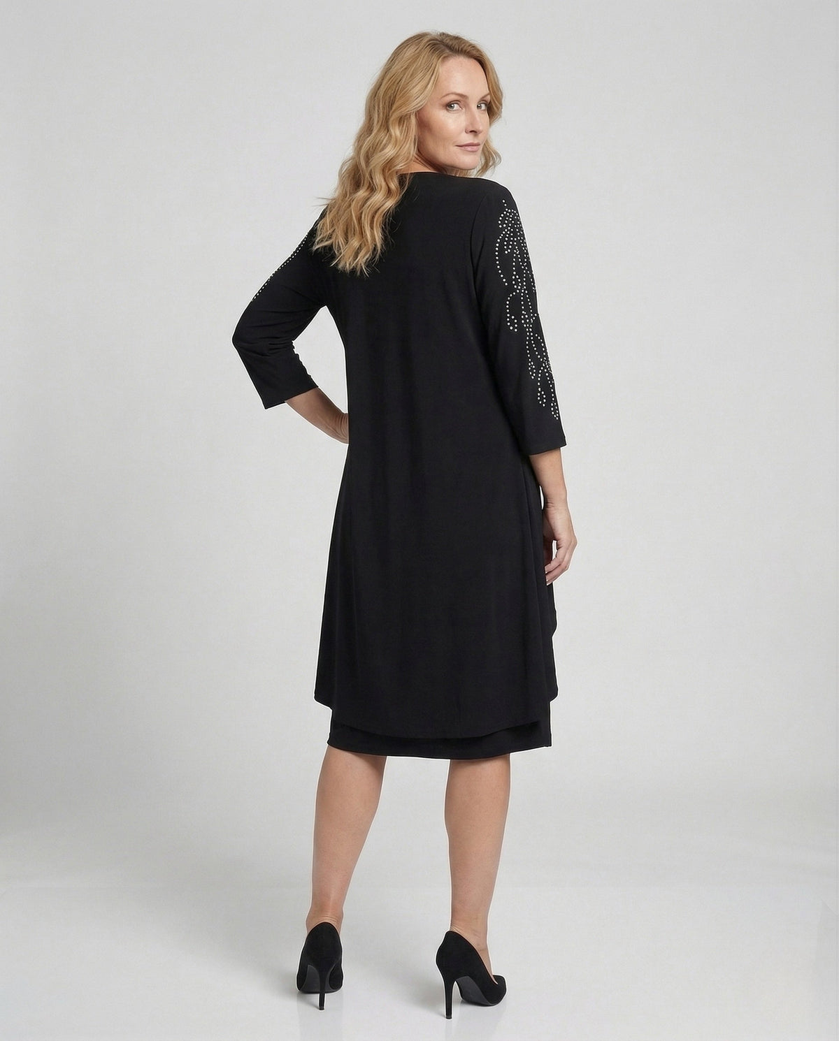 Ladies' Cocktail Dress Elegant with Rhinestones - back view