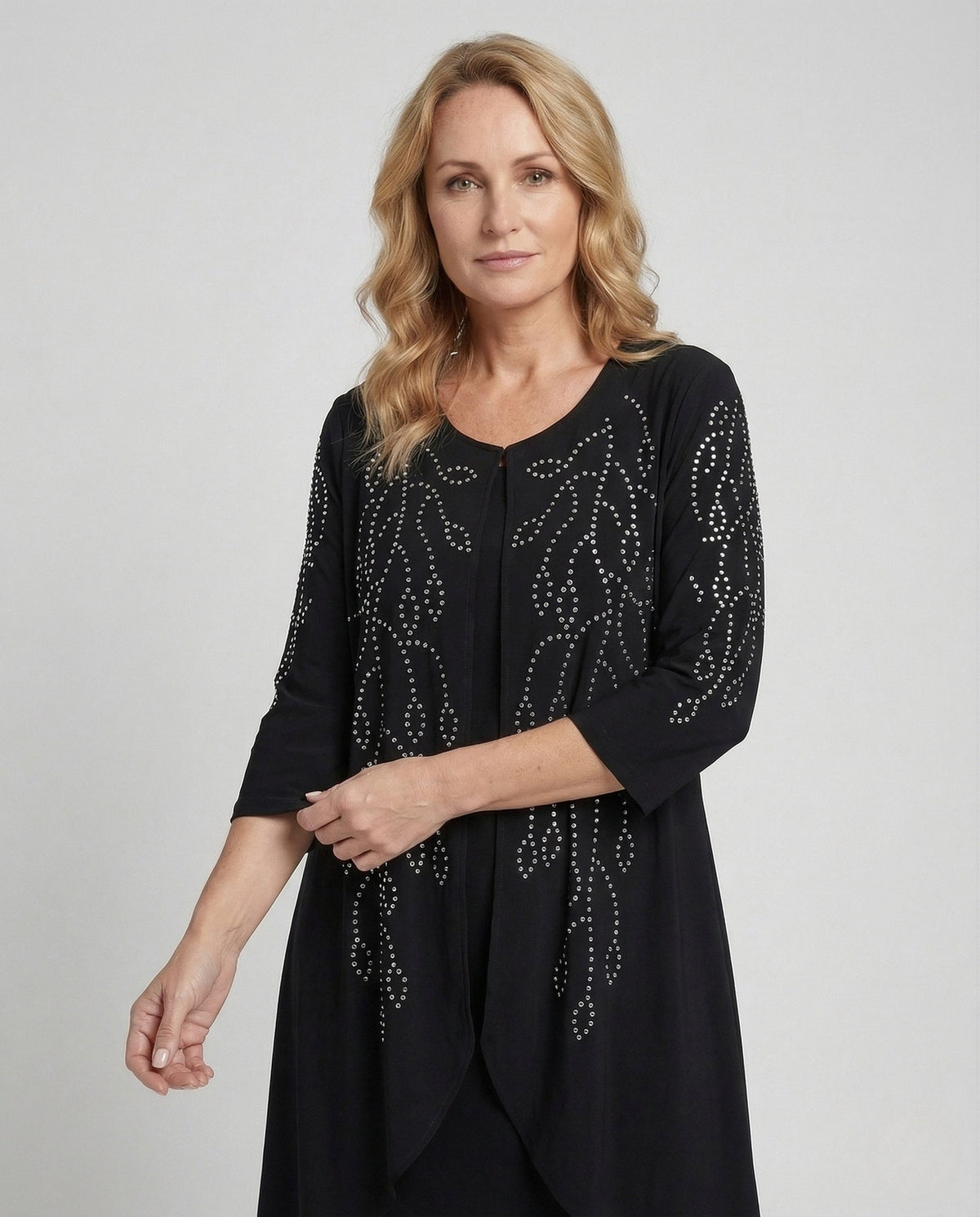 Ladies' Cocktail Dress Elegant with Rhinestones - upper body view