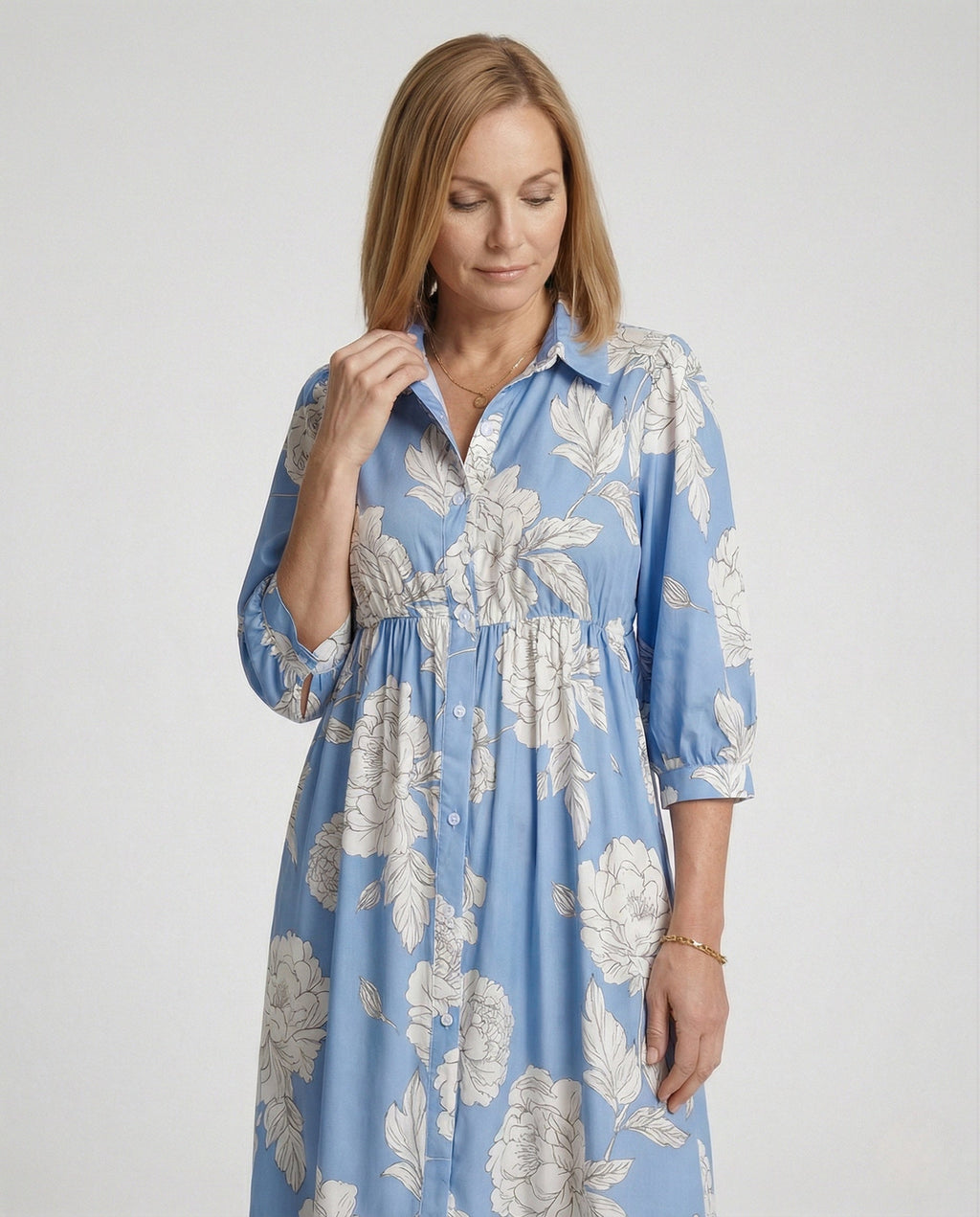 Women Maxi Dress Blouse Dress Long - upper body view