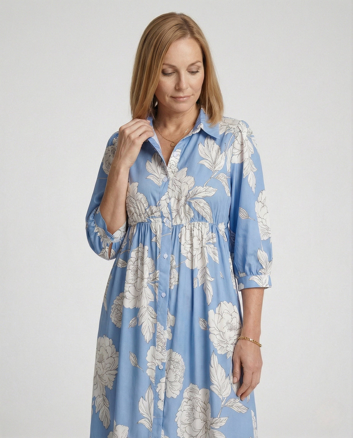 Women Maxi Dress Blouse Dress Long - upper body view