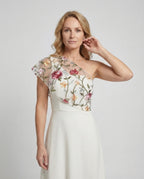 Women's Evening Dress Elegant One Shoulder Satin - upper body view