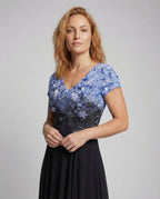 Ladies evening dress long sequins tulle - upper body view