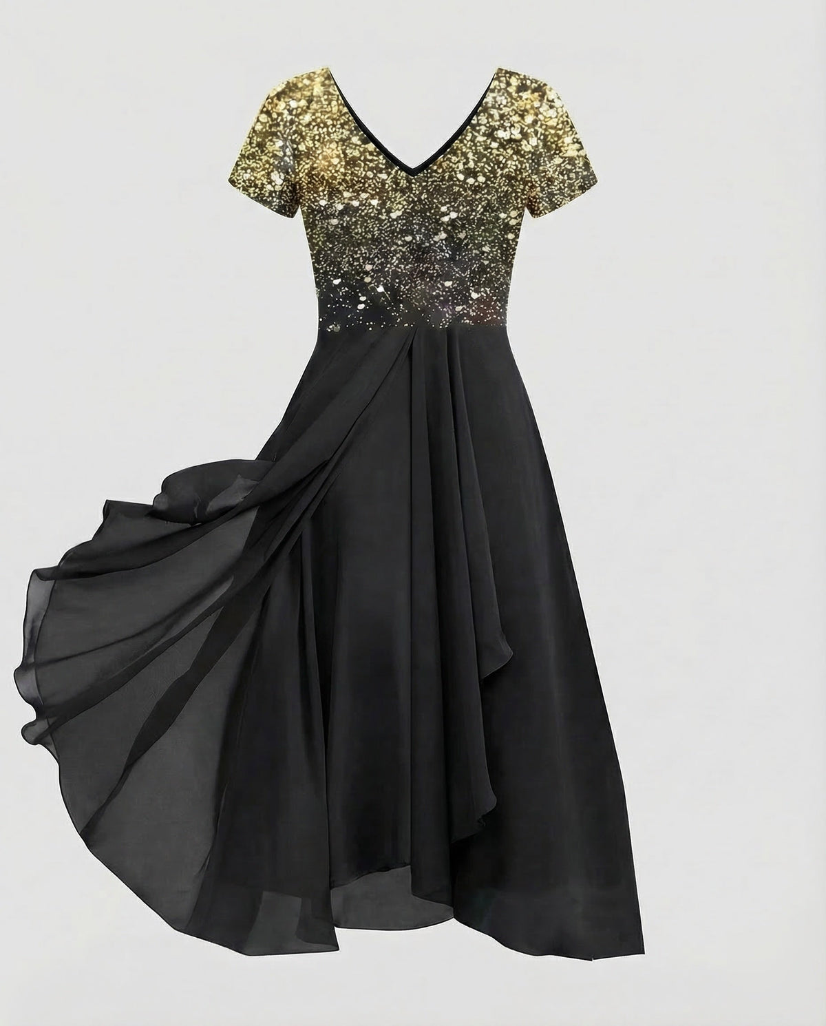 Ladies evening dress long sequins tulle - product shot