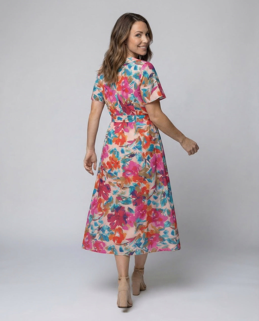 Leisure dress women's midi dress kimono - back view