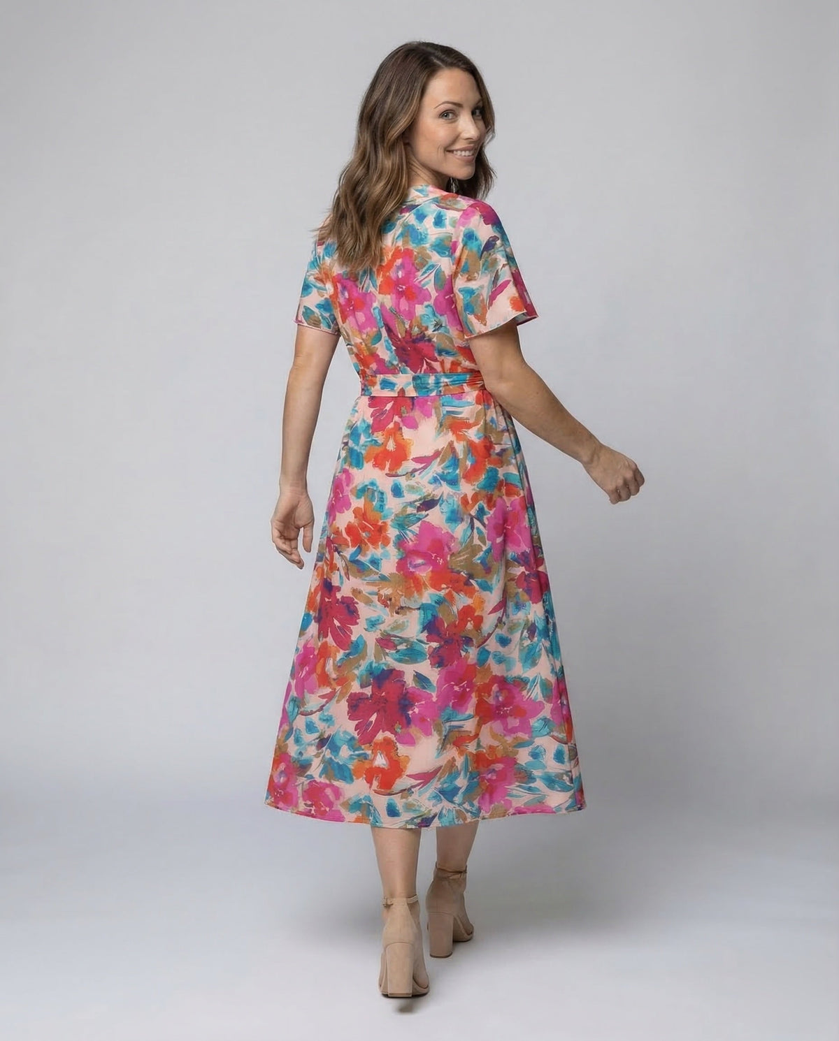 Leisure dress women's midi dress kimono - back view