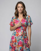 Leisure dress women's midi dress kimono - upper body view