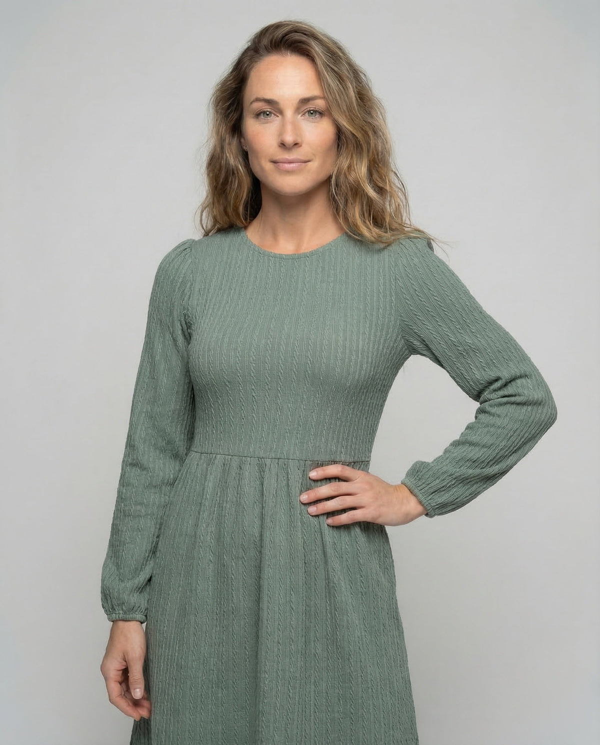 Leisure dress women's knitted dress A-line - upper body view