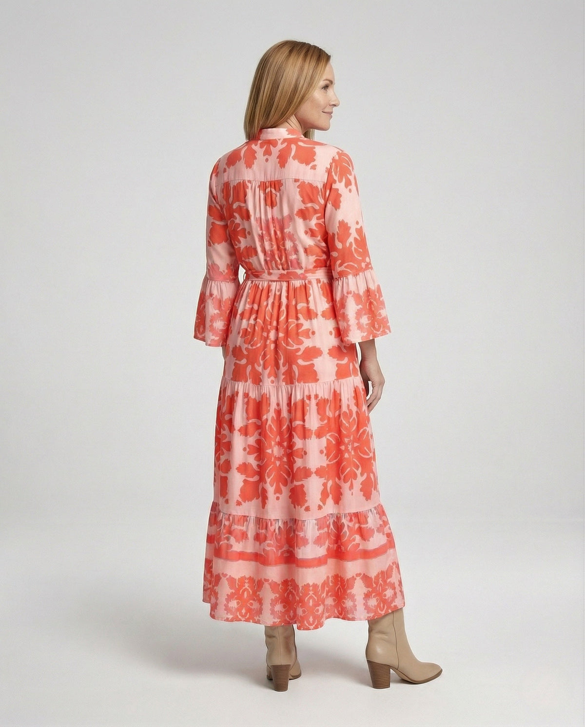 Boho Maxi Dress Summer Women Ruffle - back view