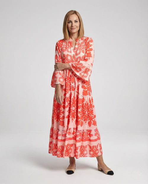 Boho Maxi Dress Summer Women Ruffle - front view