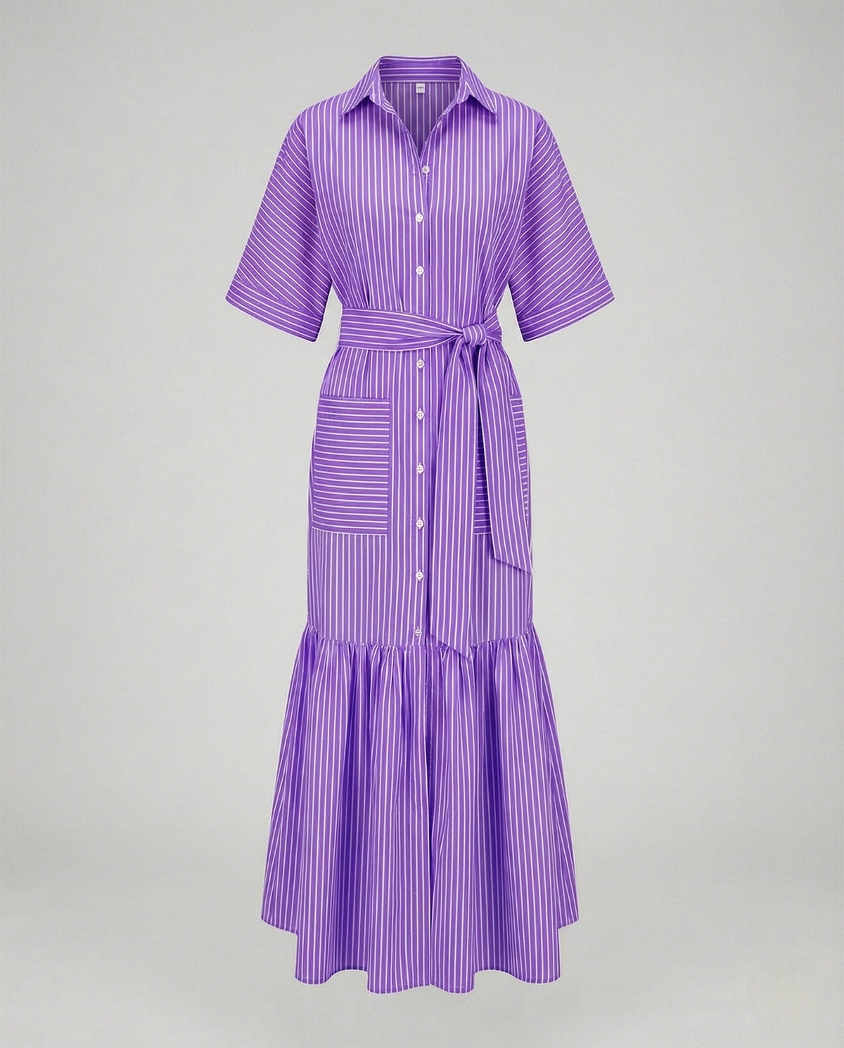 Maxi dress women shirt dress with belt - product shot