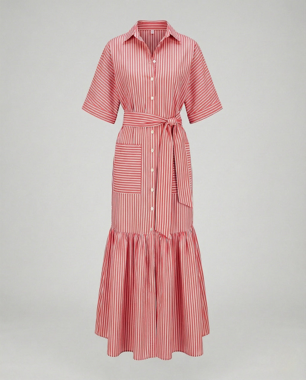 Maxi dress women shirt dress with belt - product shot