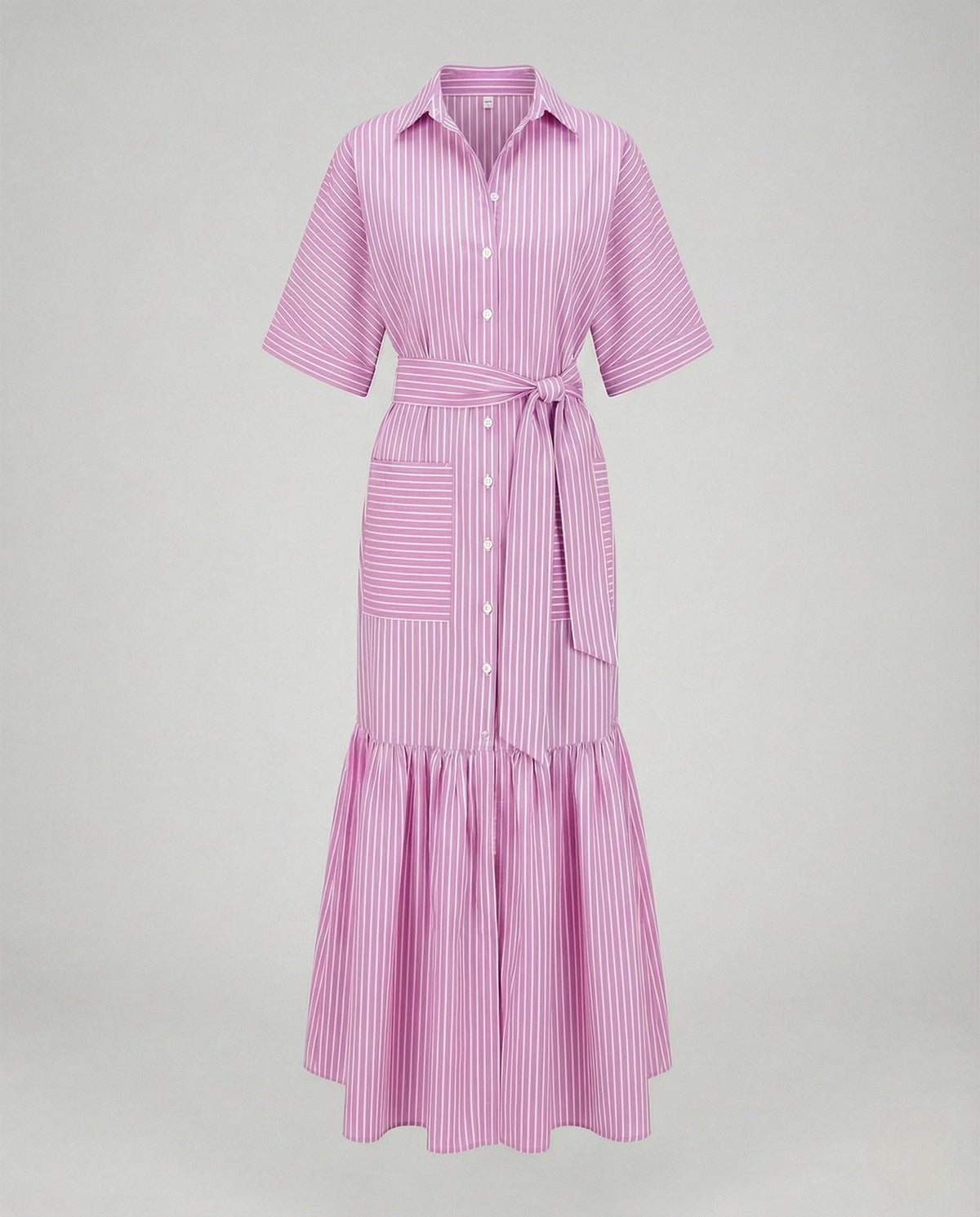 Maxi dress women shirt dress with belt - product shot