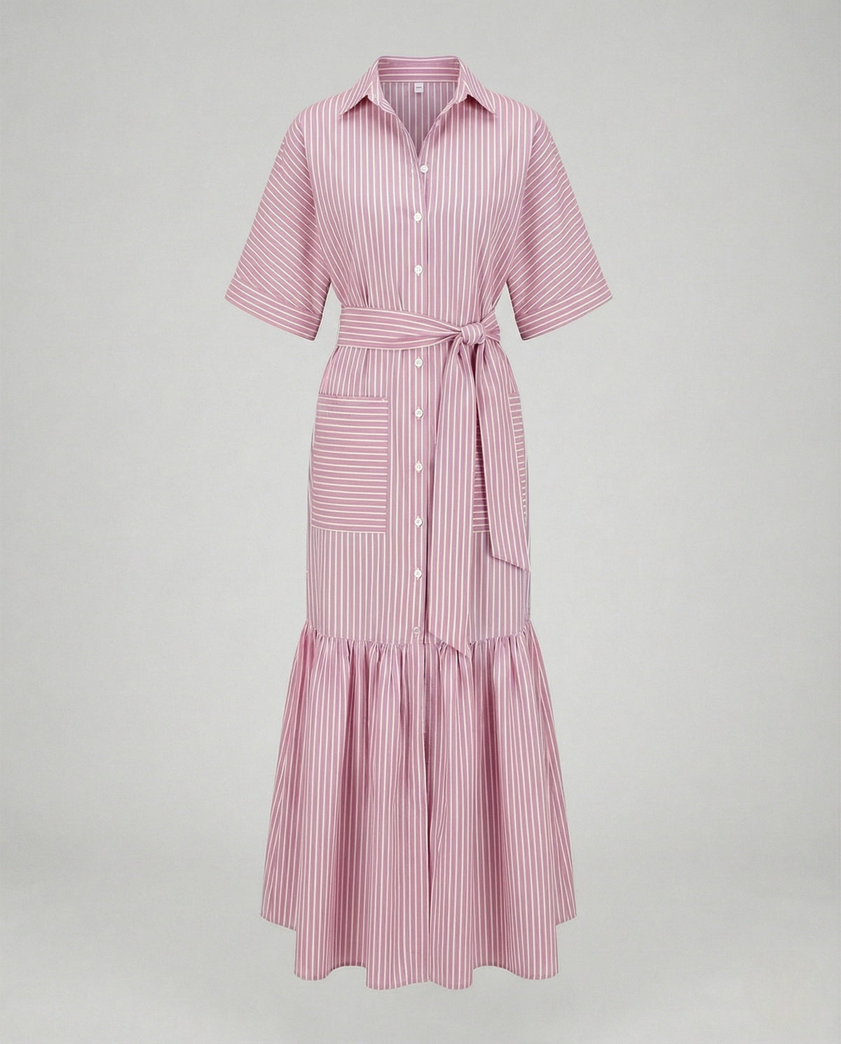 Maxi dress women shirt dress with belt - product shot