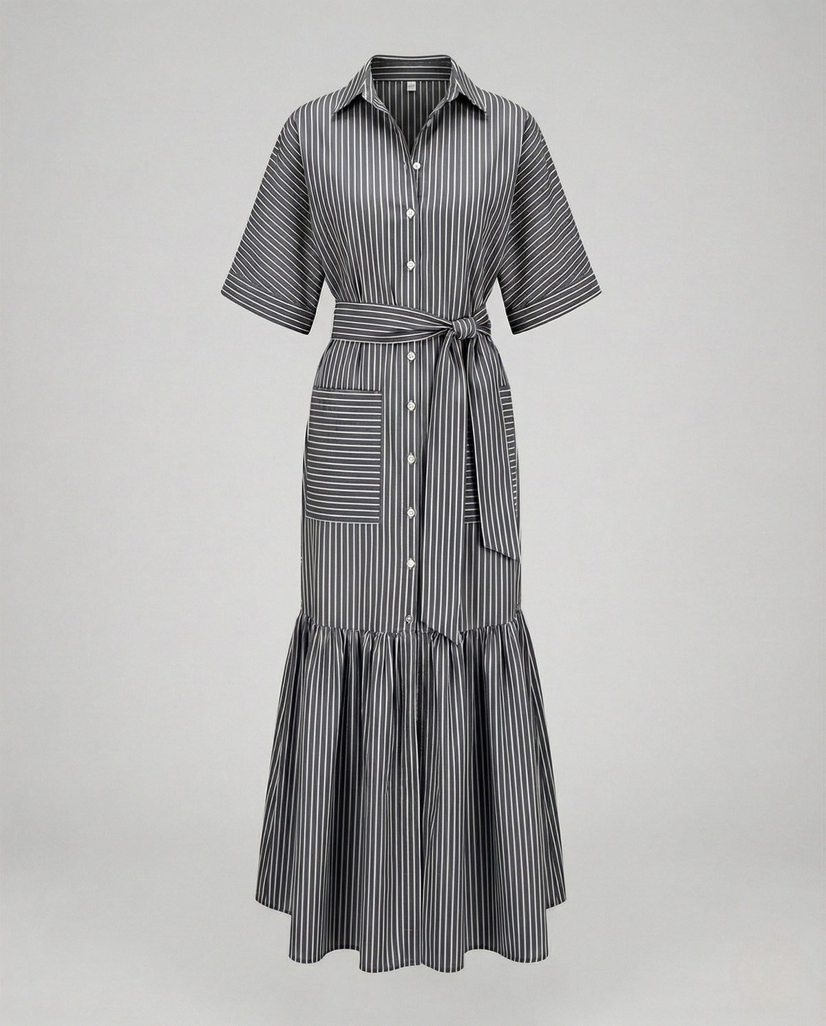 Maxi dress women shirt dress with belt - product shot