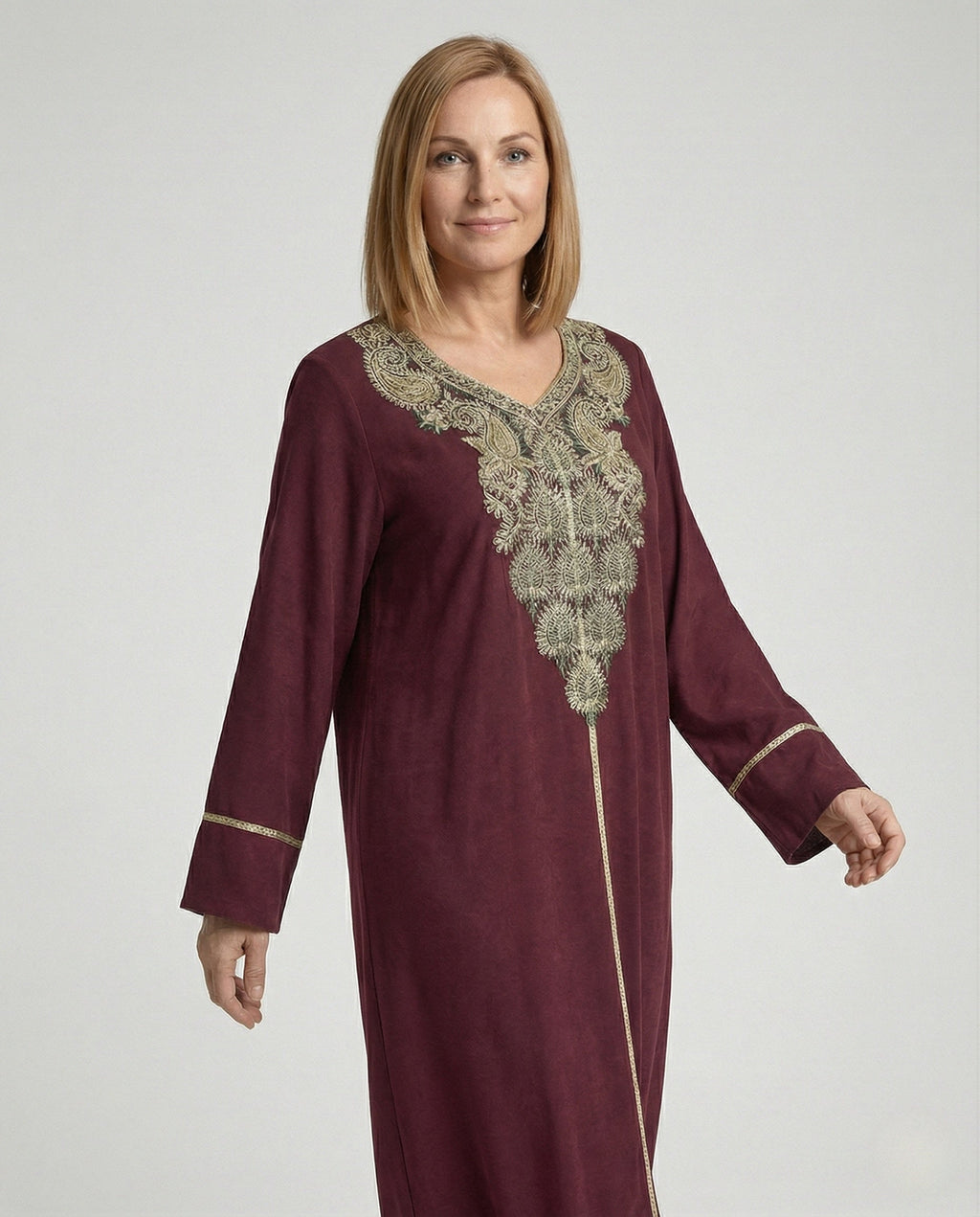 Maxi dress women leopard print V-neck - upper body view