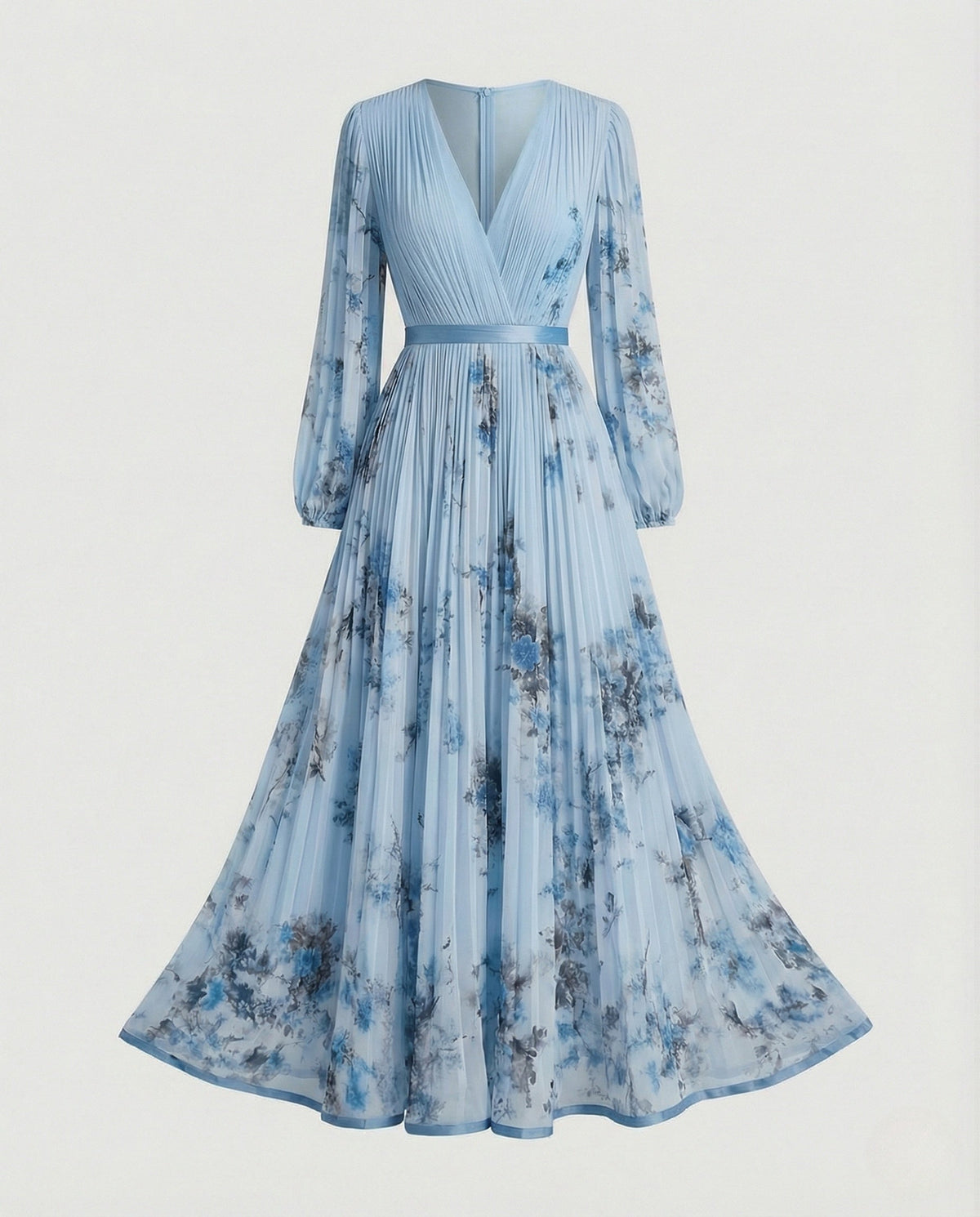 Maxi dress summer women chiffon pleated - product shot