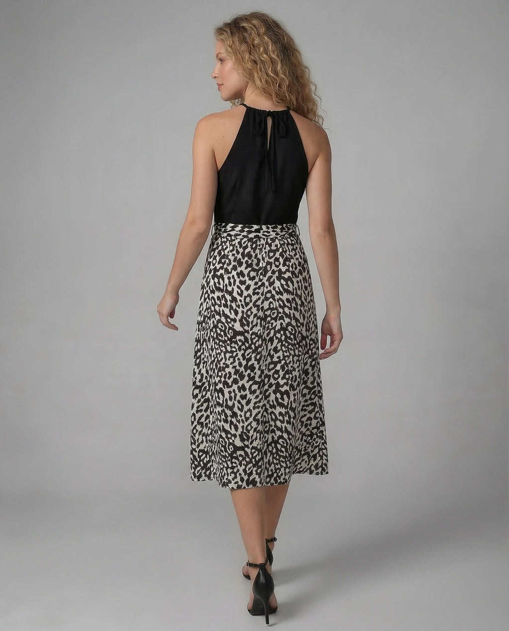 Leisure dress women halter midi dress - back view