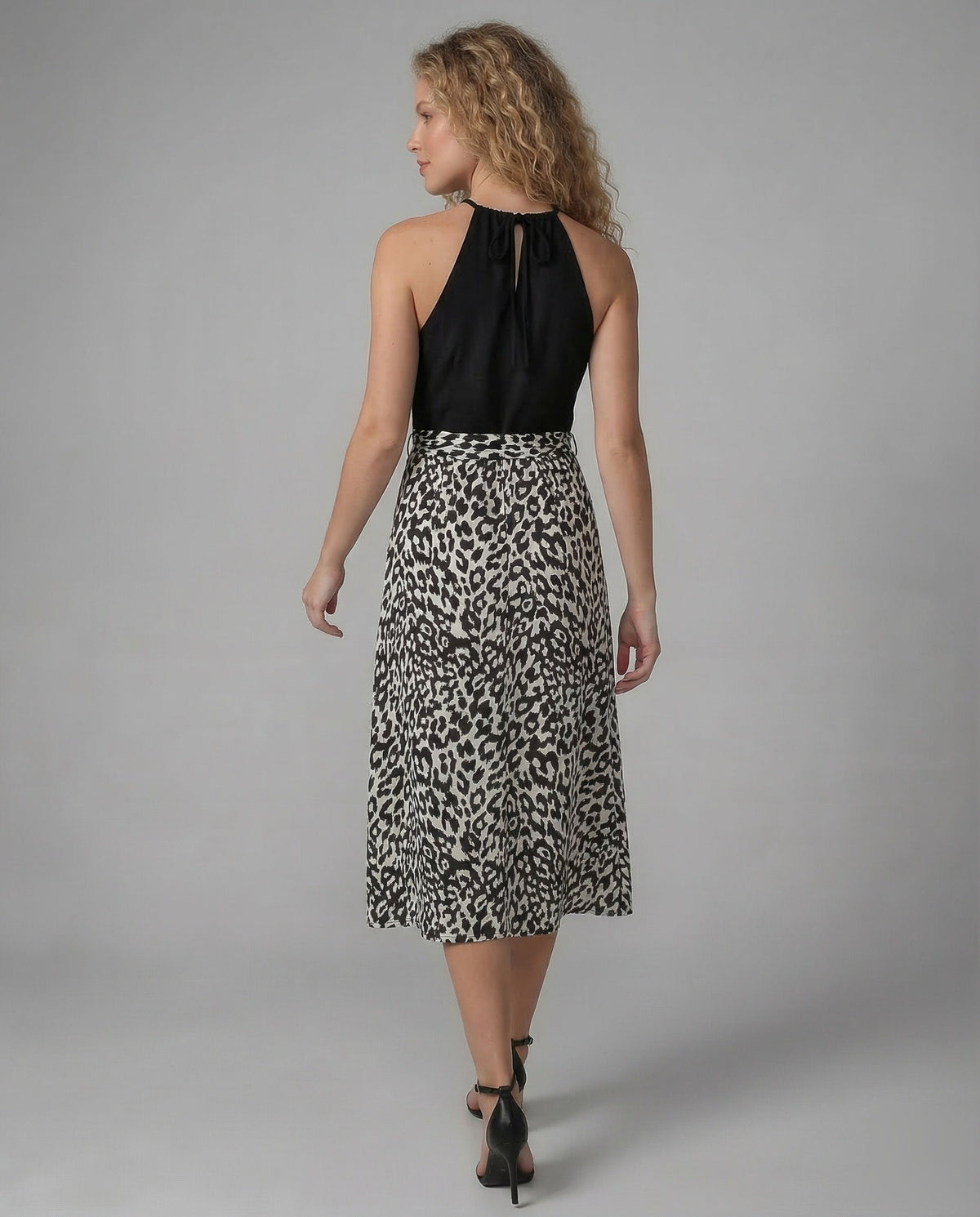 Leisure dress women halter midi dress - back view