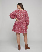 Babydoll Dress Women V-Neck Puff Sleeve - back view