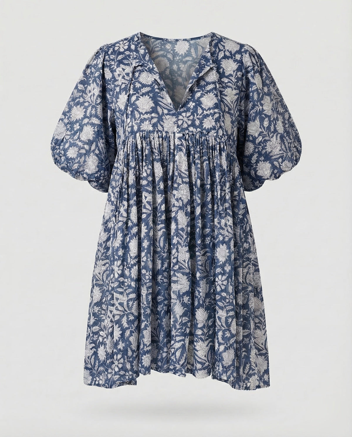Babydoll Dress Women V-Neck Puff Sleeve - product shot