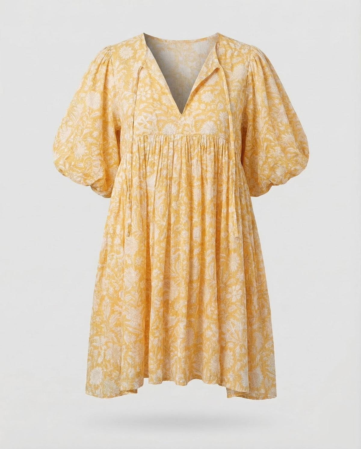 Babydoll Dress Women V-Neck Puff Sleeve - product shot