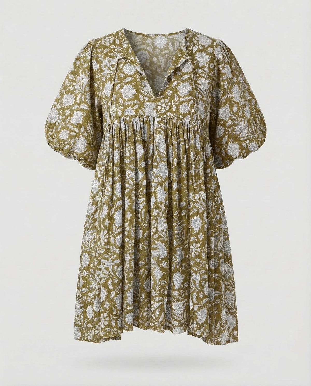 Babydoll Dress Women V-Neck Puff Sleeve - product shot