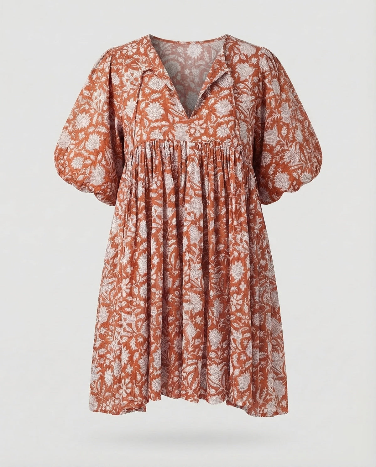Babydoll Dress Women V-Neck Puff Sleeve - product shot