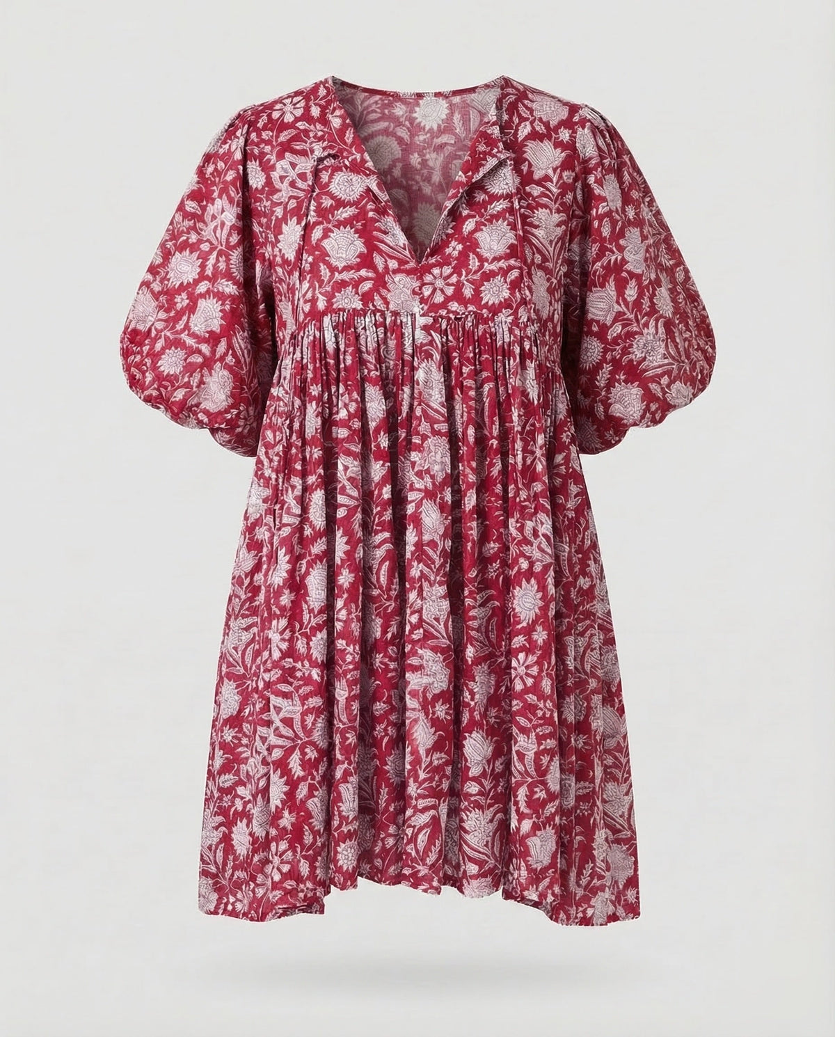Babydoll Dress Women V-Neck Puff Sleeve - product shot