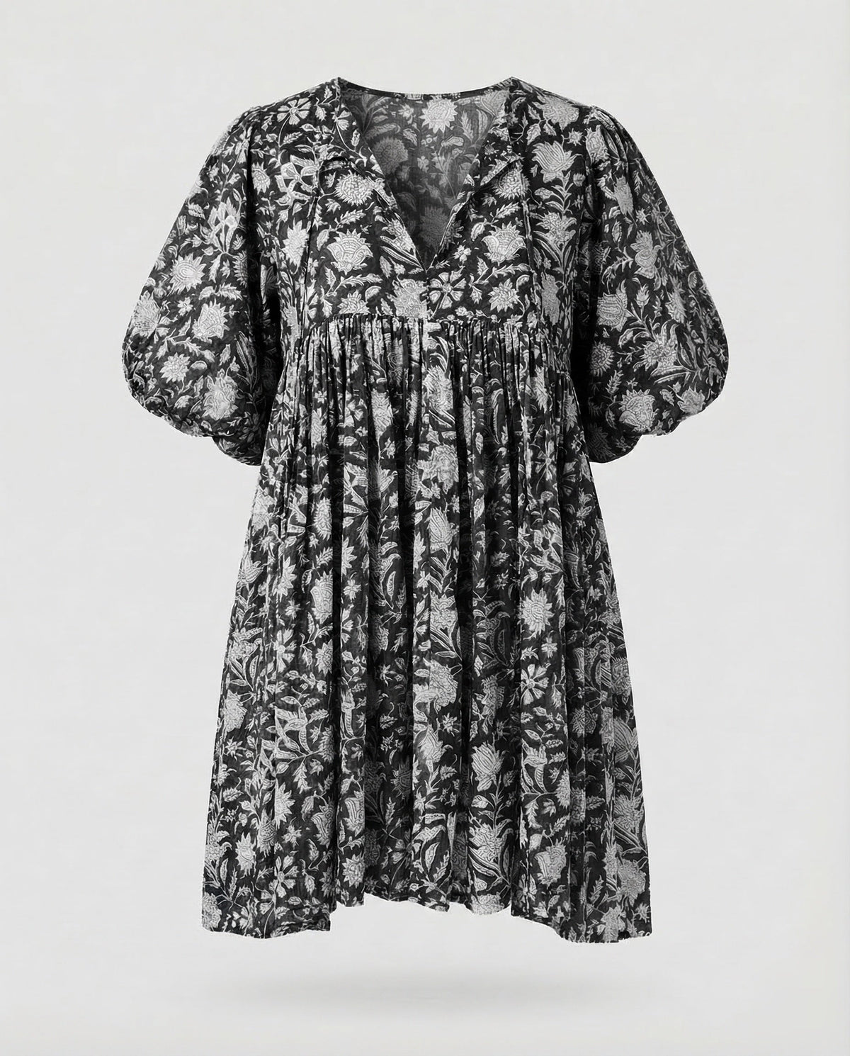 Babydoll Dress Women V-Neck Puff Sleeve - product shot
