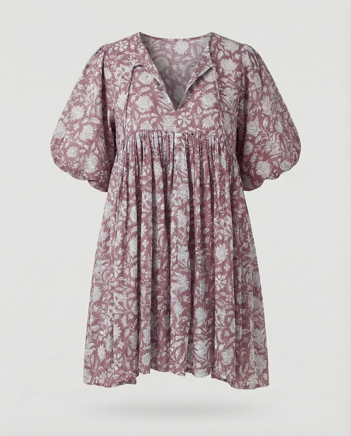 Babydoll Dress Women V-Neck Puff Sleeve - product shot