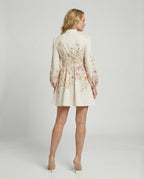Short Blouse Dress Women With Belt - back view
