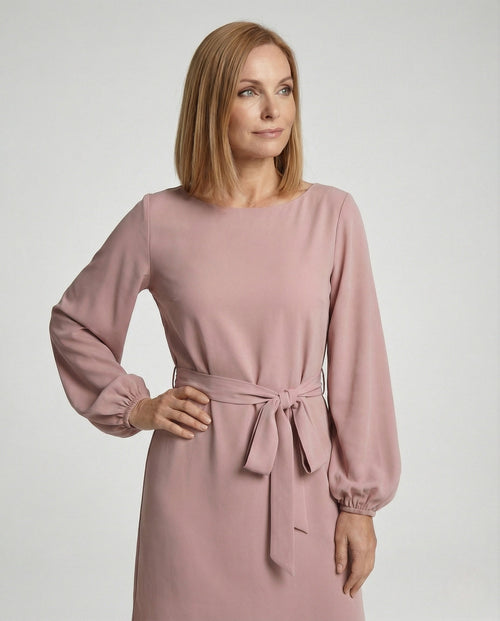 A-Line Mini Dress Elegant With Belt Women - upper body view