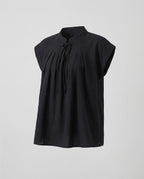 Women's Short Sleeve Blouse Top with Stand Collar - product shot