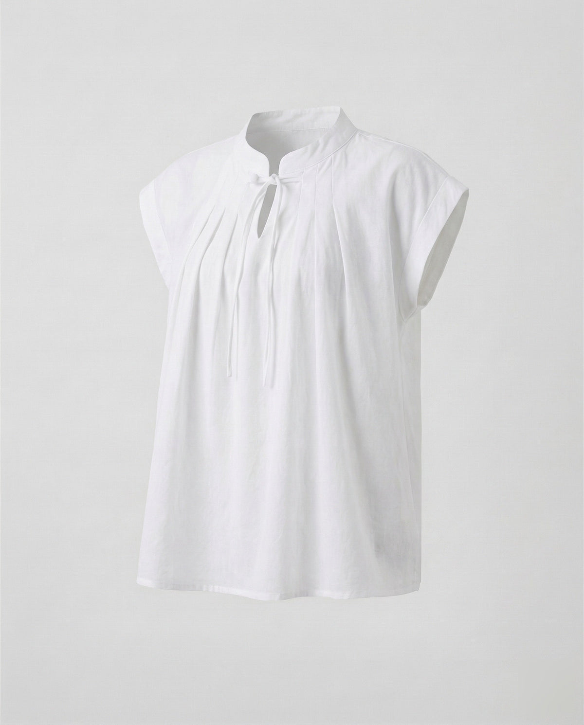 Women's Short Sleeve Blouse Top with Stand Collar - product shot