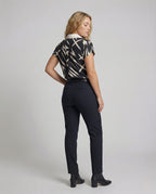 Women's Silk Imitation Blouse Shirt with Print - back view