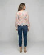 Women Romantic Blouse Top with Heart Neckline - back view