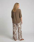 Women Palazzo Set Leaf Print Viscose Blouse - back view