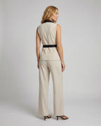 Women Suit Set Blazer Vest Belt - back view