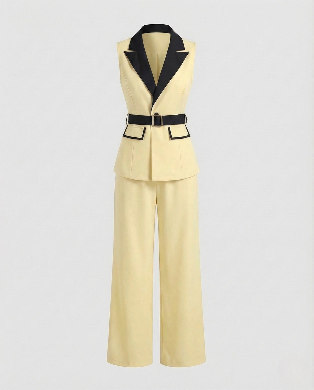 Women Suit Set Blazer Vest Belt - product shot