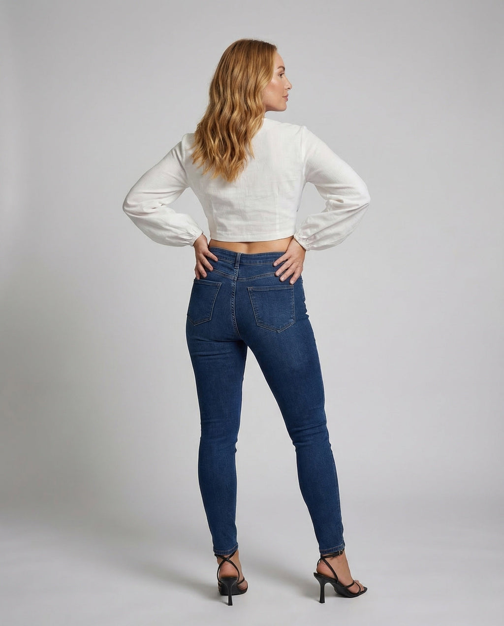 Women’s Wrap Blouse Top Balloon Sleeves - back view