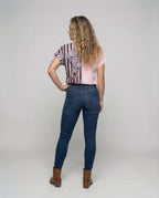 Women Blouse Shirt Stand Collar Floral Print - back view