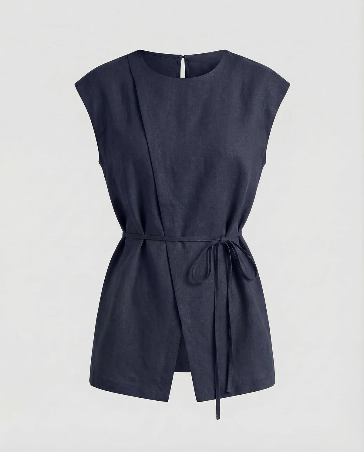 Women Sleeveless Blouse Tunic Waist Tie - product shot