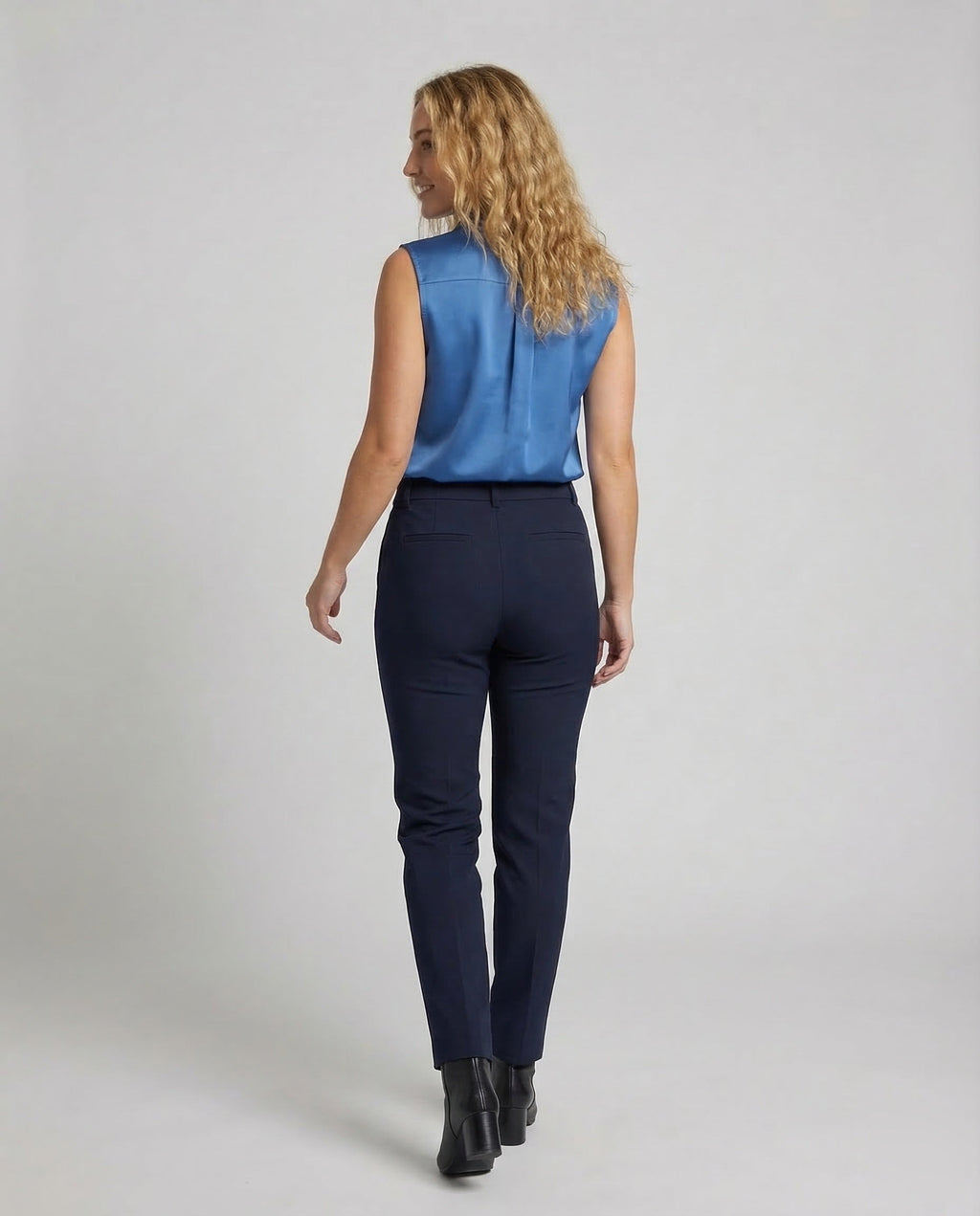 Ladies Sleeveless Satin Blouse Shirt - back view