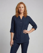 Women's Muslin Blouse Round Neck - upper body view