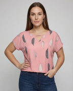 Women's Blouse Shirt Keyhole Neckline - upper body view