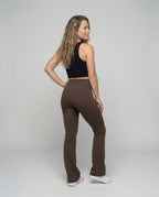Women Flared Yoga Leggings Waist Panel - back view