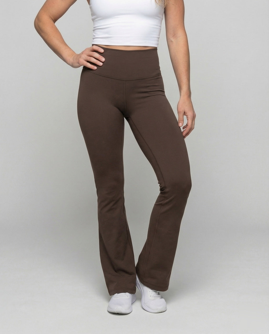 Women Flared Yoga Leggings Waist Panel - lower body view