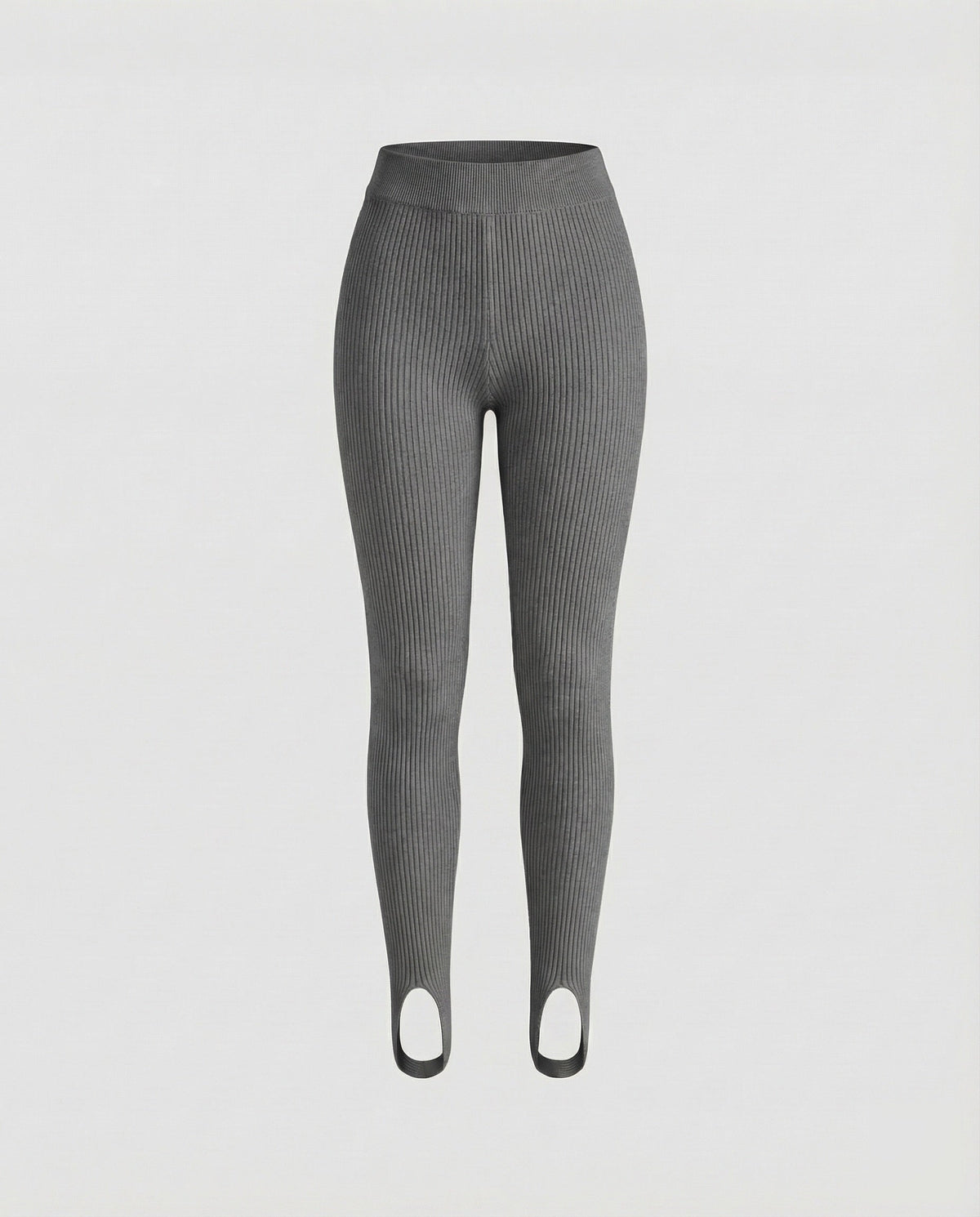 Women's Ribbed Fine Knit Leggings Front Slit - product shot